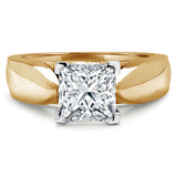 Princess Lab Created Diamond Pinched Cathedral Solitaire Engagement Ring in Yellow Gold (MVSLG1020-Y)
