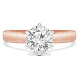 Round Lab Created Diamond Pinched Cathedral Solitaire Engagement Ring in Rose Gold (MVSLG1025-R)
