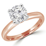 Round Lab Created Diamond Pinched Cathedral Solitaire Engagement Ring in Rose Gold (MVSLG1026-R)