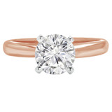 Round Lab Created Diamond Pinched Cathedral Solitaire Engagement Ring in Rose Gold (MVSLG1026-R)