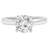 Round Lab Created Diamond Pinched Cathedral Solitaire Engagement Ring in White Gold (MVSLG1026-W)