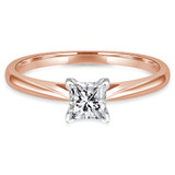 Princess Lab Created Diamond Tapered Cathedral V-Prong Solitaire Engagement Ring in Rose Gold (MVSLG1029-R)