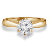 Round Lab Created Diamond Tapered 6-Prong Solitaire Engagement Ring in Yellow Gold (MVSLG1034-Y)