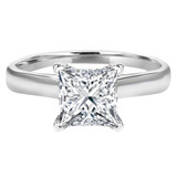 Princess Lab Created Diamond Cathedral V-Prong Solitaire Engagement Ring in White Gold (MVSLG1040-W)