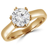 Round Lab Created Diamond Cathedral Trellis 6-Prong Solitaire Engagement Ring in Yellow Gold (MVSLG1041-Y)