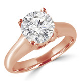 Round Lab Created Diamond Reverse Tapered Cathedral Trellis Solitaire Engagement Ring in Rose Gold (MVSLG1042-R)