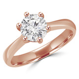 Round Lab Created Diamond Tapered Cathedral 6-Prong Solitaire Engagement Ring in Rose Gold (MVSLG1043-R)