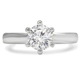Round Lab Created Diamond Tapered Cathedral 6-Prong Solitaire Engagement Ring in White Gold (MVSLG1043-W)