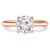 Round Lab Created Diamond Tapered Knife Edge Cathedral Solitaire Engagement Ring in Rose Gold (MVSLG1044-R)