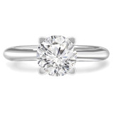 Round Lab Created Diamond Tapered Knife Edge Cathedral Solitaire Engagement Ring in White Gold (MVSLG1044-W)