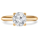 Round Lab Created Diamond Tapered Knife Edge Cathedral Solitaire Engagement Ring in Yellow Gold (MVSLG1044-Y)