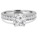 Round Lab Created Diamond Solitaire with Accents Engagement Ring in White Gold (MVSLG1058-W)