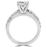 Round Lab Created Diamond Solitaire with Accents Engagement Ring in White Gold (MVSLG1058-W)