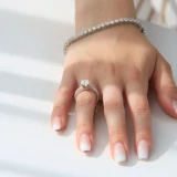 Round Lab Created Diamond Solitaire with Accents Engagement Ring in White Gold (MVSLG1058-W)