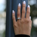 Round Lab Created Diamond Solitaire with Accents Engagement Ring in White Gold (MVSLG1058-W)