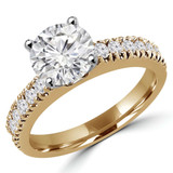Round Lab Created Diamond Solitaire with Accents Engagement Ring in Yellow Gold (MVSLG1058-Y)