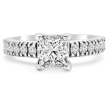 Princess Lab Created Diamond V-Prong Solitaire with Accents Engagement Ring in White Gold (MVSLG1059-W)
