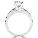 Princess Lab Created Diamond V-Prong Solitaire with Accents Engagement Ring in White Gold (MVSLG1059-W)