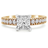 Princess Lab Created Diamond V-Prong Solitaire with Accents Engagement Ring in Yellow Gold (MVSLG1059-Y)