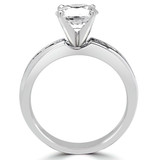 Round Lab Created Diamond Solitaire with Accents Engagement Ring in White Gold with Channel Set Accents (MVSLG1060-W)