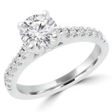 Round Lab Created Diamond Cathedral Solitaire with Accents Engagement Ring in White Gold (MVSLG1064-W)