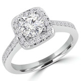 Round Lab Created Diamond Cathedral Cushion Halo Engagement Ring in White Gold (MVSLG1065-W)
