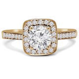 Round Lab Created Diamond Cathedral Cushion Halo Engagement Ring in Yellow Gold (MVSLG1065-Y)