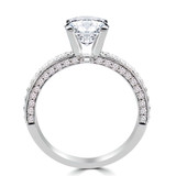 Round Lab Created Diamond Two-Row Rolled Pave Solitaire with Accents Engagement Ring in White Gold (MVSLG1076-W)
