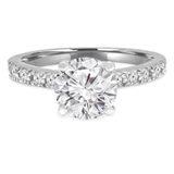 Round Lab Created Diamond Solitaire with Accents Engagement Ring in White Gold (MVSLG1077-W)