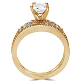 Round Lab Created Diamond Vintage Reverse Tapered Solitaire with Accents Engagement Ring and Wedding Band Set Ring in Yellow Gold (MVSLG1085-Y)