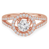 Round Lab Created Diamond Split-Shank Round Halo Engagement Ring in Rose Gold (MVSLG1088-R)