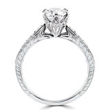 Round Lab Created Diamond Vintage Cathedral Solitaire with Accents Engagement Ring in White Gold (MVSLG1092-W)