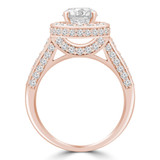 Round Lab Created Diamond Vintage Cathedral Diamond Bridge Round Halo Engagement Ring in Rose Gold (MVSLG1097-R)