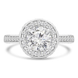 Round Lab Created Diamond Vintage Cathedral Diamond Bridge Round Halo Engagement Ring in White Gold (MVSLG1097-W)