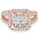 Princess Lab Created Diamond Cushion Halo Engagement Ring in Rose Gold (MVSLG1099-R)