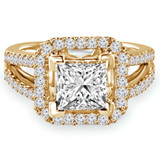 Princess Lab Created Diamond Cushion Halo Engagement Ring in Yellow Gold (MVSLG1099-Y)