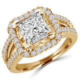 Princess Lab Created Diamond Cushion Halo Engagement Ring in Yellow Gold (MVSLG1099-Y)