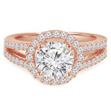 Round Lab Created Diamond Split-Shank Round Halo Engagement Ring in Rose Gold (MVSLG1100-R)