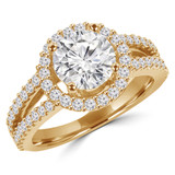 Round Lab Created Diamond Split-Shank Round Halo Engagement Ring in Yellow Gold (MVSLG1100-Y)