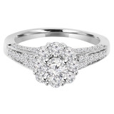 Round Lab Created Diamond Round Halo Engagement Ring in White Gold (MVSLG1104-W)
