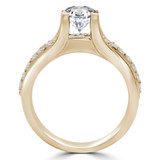 Round Lab Created Diamond Two-Row Solitaire with Accents Engagement Ring in Yellow Gold (MVSLG1105-Y)