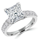Princess Lab Created Diamond V-Prong Solitaire with Accents Engagement Ring in White Gold (MVSLG1120-W)