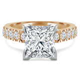 Princess Lab Created Diamond V-Prong Solitaire with Accents Engagement Ring in Yellow Gold (MVSLG1120-Y)