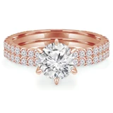 Round Lab Created Diamond Solitaire with Accents Engagement Ring and Wedding Band Set Ring in Rose Gold (MVSLG1127-R)