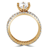Round Lab Created Diamond Solitaire with Accents Engagement Ring and Wedding Band Set Ring in Yellow Gold (MVSLG1127-Y)