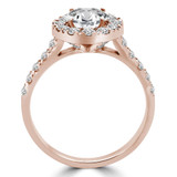 Round Lab Created Diamond Cathedral Round Halo Engagement Ring in Rose Gold (MVSLG1133-R)