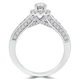 Round Lab Created Diamond Cathedral Diamond Bridge Round Halo Engagement Ring in White Gold (MVSLG1138-W)