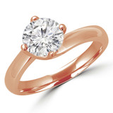 Round Lab Created Diamond Bypass Solitaire Engagement Ring in Rose Gold (MVSLG1145-R)