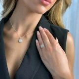 Round Lab Created Diamond Cathedral Cushion Halo Engagement Ring in White Gold (MVSLG1151-W)