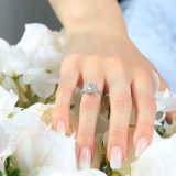 Round Lab Created Diamond Cathedral Cushion Halo Engagement Ring in White Gold (MVSLG1151-W)